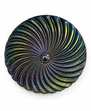 Czech Oil Slick Vintage Round Glass Pinwheel Textured Clip On Earrings